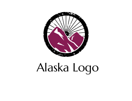 wheel and mountain for ski icon