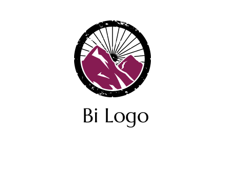 wheel and mountain for ski icon