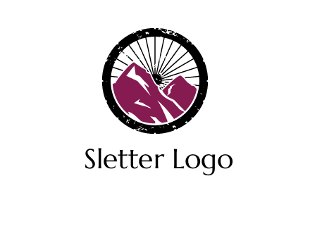 wheel and mountain for ski icon