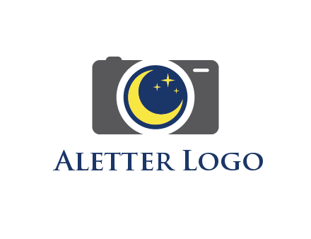 camera with moon and stars logo