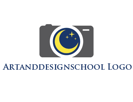 camera with moon and stars logo