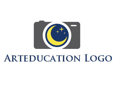 camera with moon and stars logo