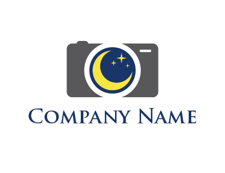 camera with moon and stars logo