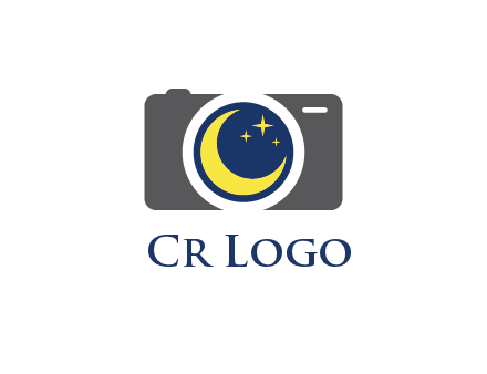 camera with moon and stars logo