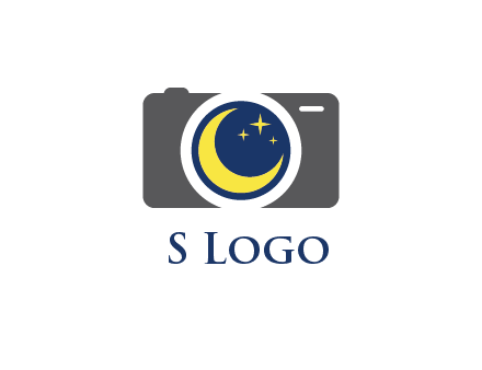 camera with moon and stars logo