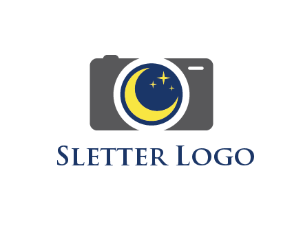 camera with moon and stars logo