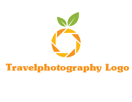 camera lens in an orange fruit shape logo