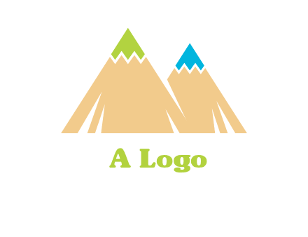 color pencil tips in mountain peak shape logo