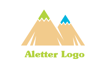 color pencil tips in mountain peak shape logo