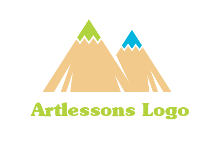 color pencil tips in mountain peak shape logo