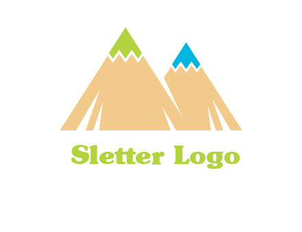 color pencil tips in mountain peak shape logo