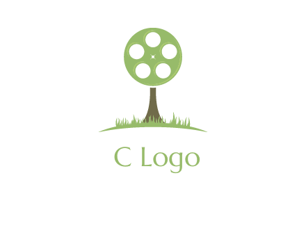 film reel on tree logo