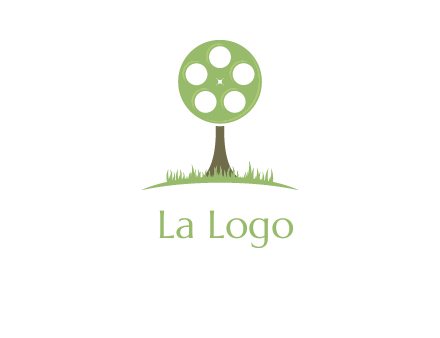 film reel on tree logo