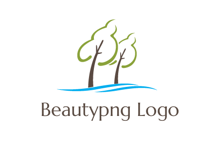 abstract trees and waves logo