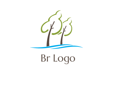 abstract trees and waves logo