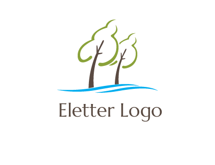 abstract trees and waves logo