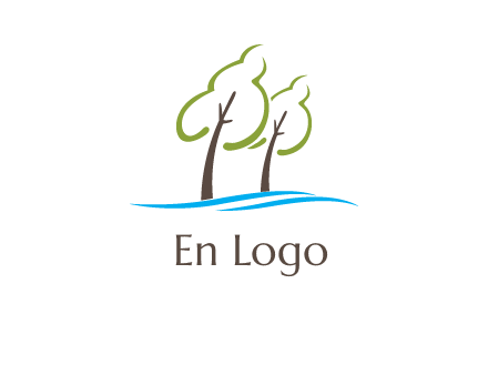 abstract trees and waves logo