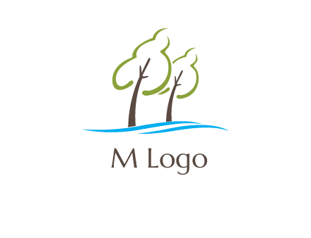 abstract trees and waves logo