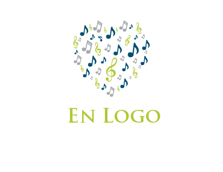 heart shaped music notes logo icon