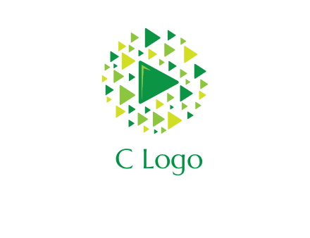 isolated play triangles symbols in circle logo