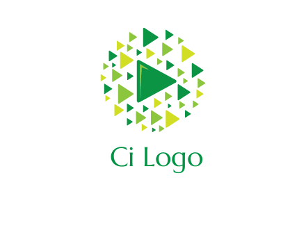 isolated play triangles symbols in circle logo