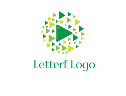 isolated play triangles symbols in circle logo