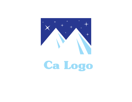 ski mountain peaks with stars icon