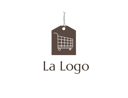 shopping cart on price tag logo