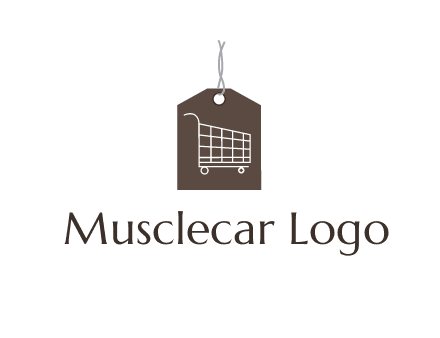 shopping cart on price tag logo