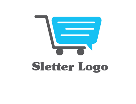 chat bubble shopping cart logo