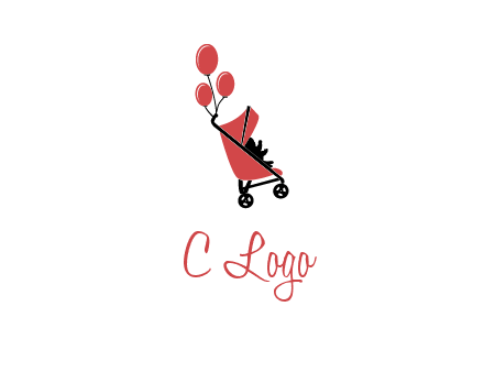 baby carriage with balloons