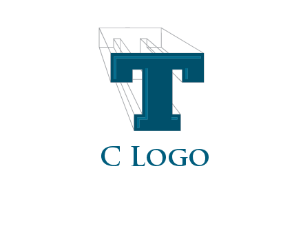 3D letter T construction logo