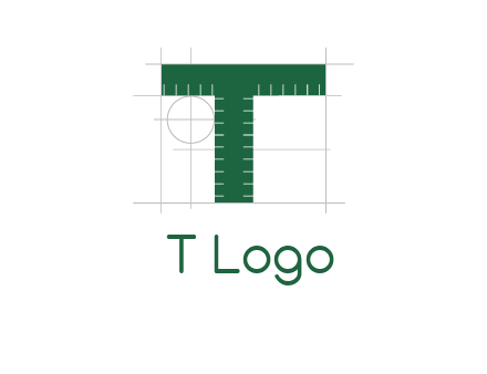 letter T as ruler construction logo