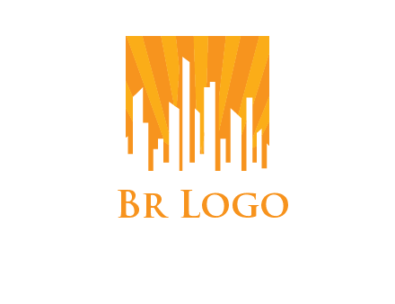 buildings with sun rays logo