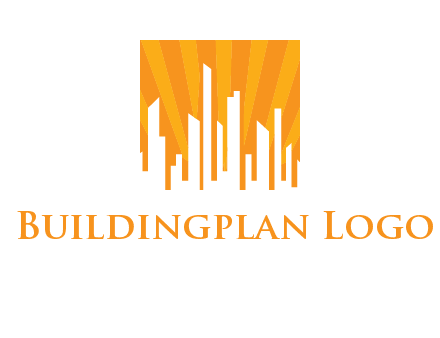 buildings with sun rays logo