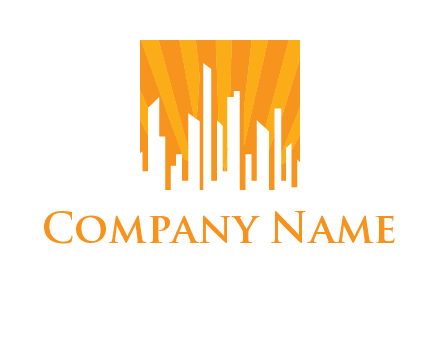 buildings with sun rays logo