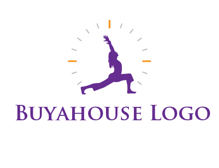 woman doing yoga with clock ticks logo