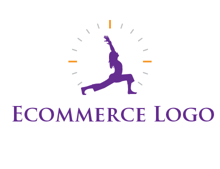 woman doing yoga with clock ticks logo