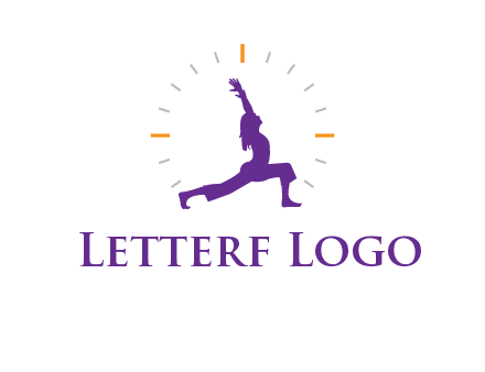 woman doing yoga with clock ticks logo