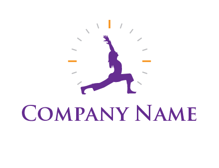 woman doing yoga with clock ticks logo