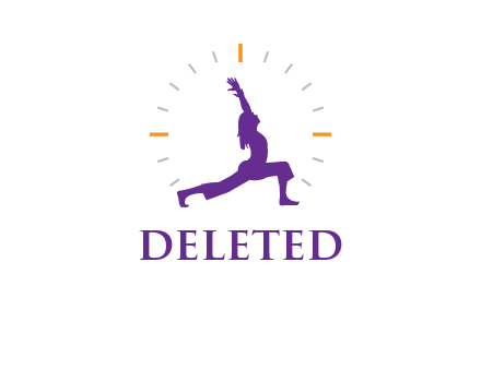 woman doing yoga with clock ticks logo