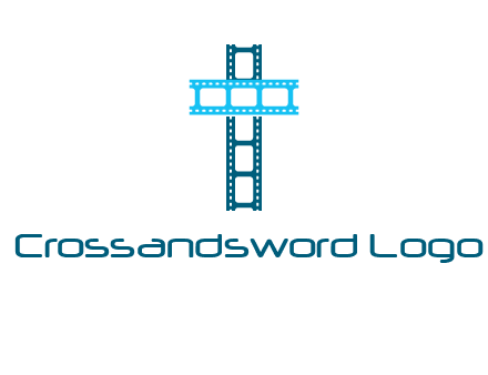 cross and film reel logo