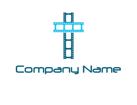 cross and film reel logo