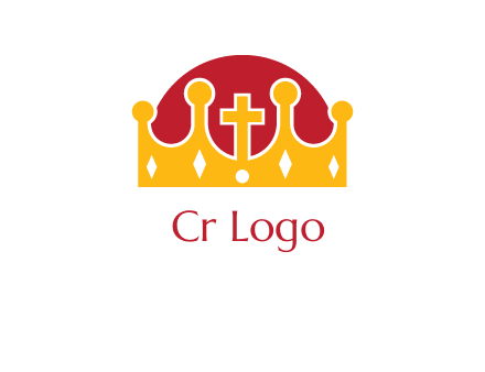 king crown with cross in center logo