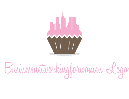 buildings forming cupcake food logo