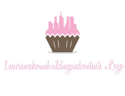 buildings forming cupcake food logo