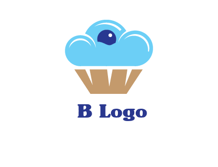 cloud forming cupcake with berry food logo