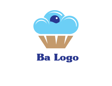 cloud forming cupcake with berry food logo