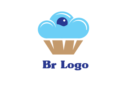 cloud forming cupcake with berry food logo