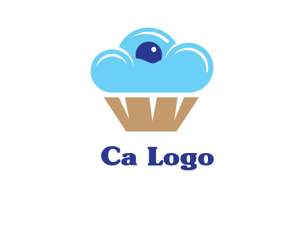 cloud forming cupcake with berry food logo